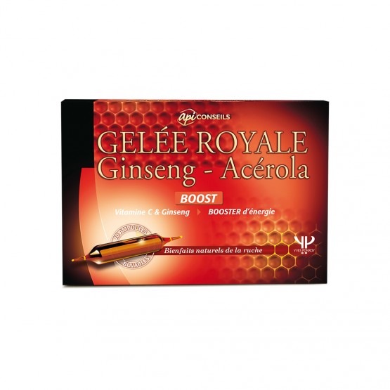 Ampoules de Gelée royale Ginseng Acérola BOOST Tonus PONROY